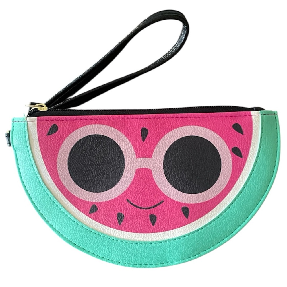 Luv Betsey Johnson Watermelon Wristlet Clutch Purse Pink Green Sunglasses Zips